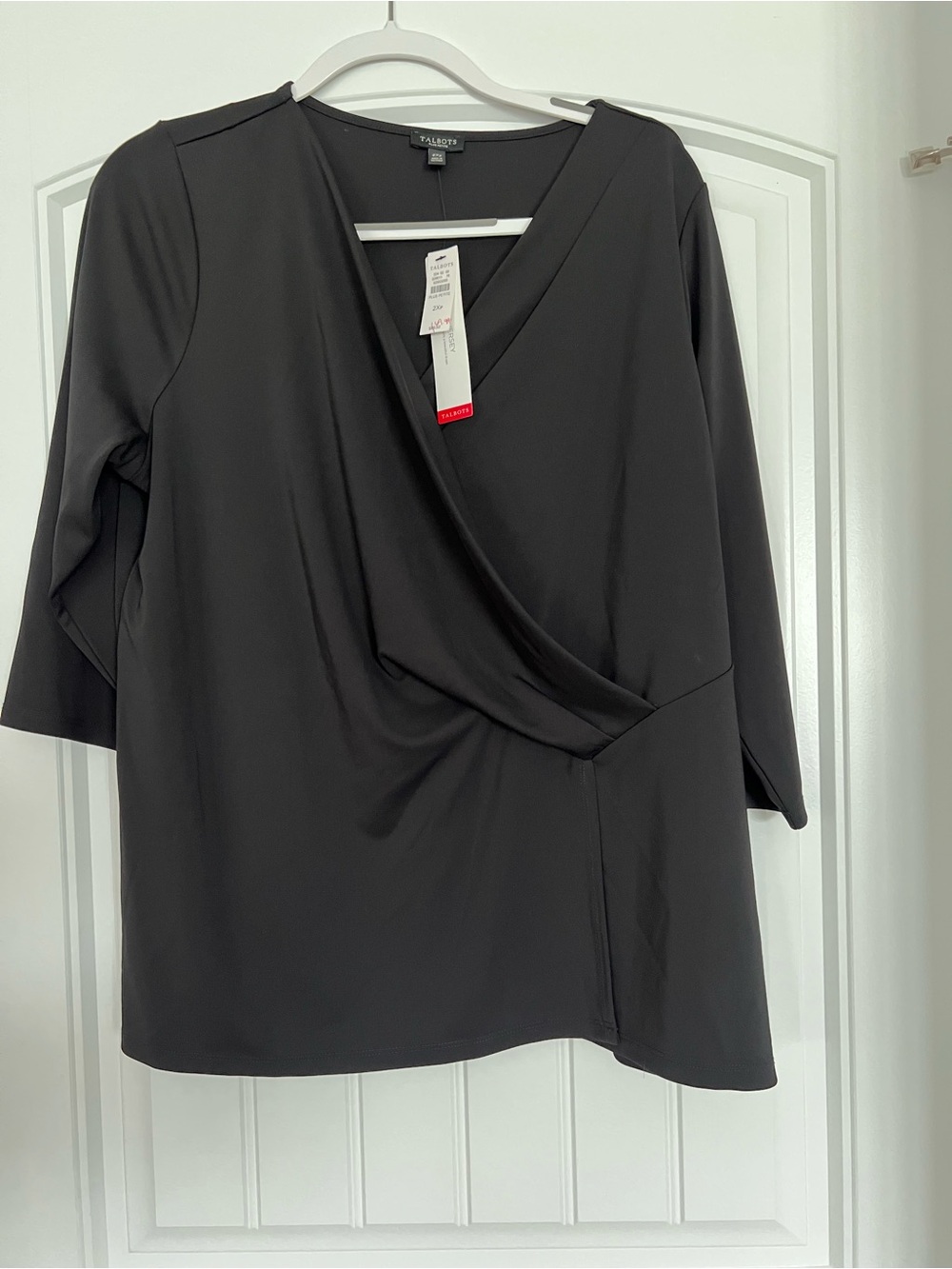 Talbots Black Long-Sleeve Faux Wrap Top Dress